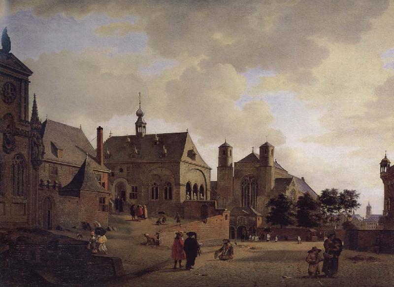 Jan van der Heyden Imagine the church and buildings oil painting image